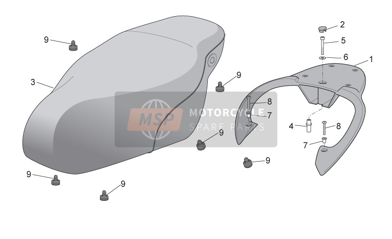 Aprilia Scarabeo 50 4T 4V E2 2009 Asiento - Portador para un 2009 Aprilia Scarabeo 50 4T 4V E2