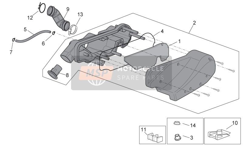 Aprilia Scarabeo 50 4T 4V E2 2009 Air Box for a 2009 Aprilia Scarabeo 50 4T 4V E2