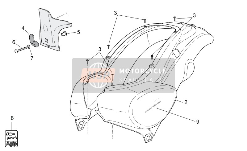 Aprilia Scarabeo 50 4T 4V E2 2011 Rear Body I for a 2011 Aprilia Scarabeo 50 4T 4V E2