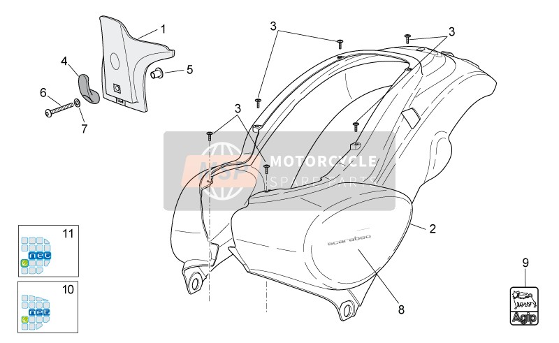 Aprilia Scarabeo 50 4T 4V NET 2009 Rear Body I for a 2009 Aprilia Scarabeo 50 4T 4V NET