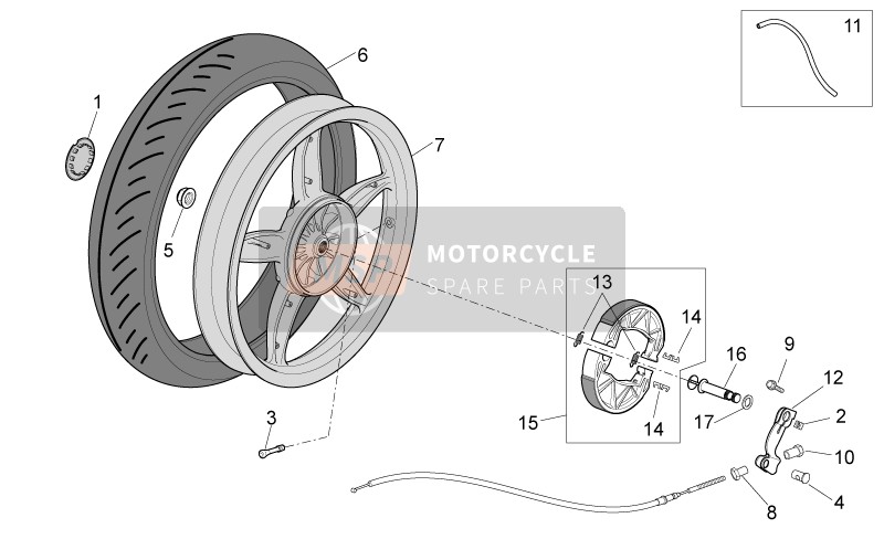 Aprilia Scarabeo 50 4T 4V NET 2009 Rear Wheel - Drum Brake for a 2009 Aprilia Scarabeo 50 4T 4V NET