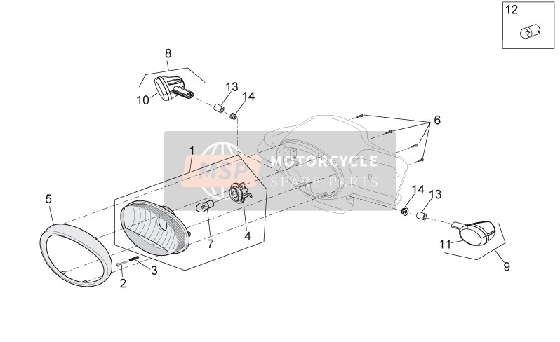 Aprilia Scarabeo 50 4T 4V NET 2009 Luces delanteras para un 2009 Aprilia Scarabeo 50 4T 4V NET