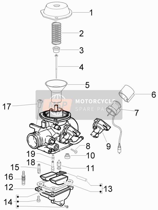 Aprilia Scarabeo 50 4T 4V NET 2009 Carburateur II voor een 2009 Aprilia Scarabeo 50 4T 4V NET