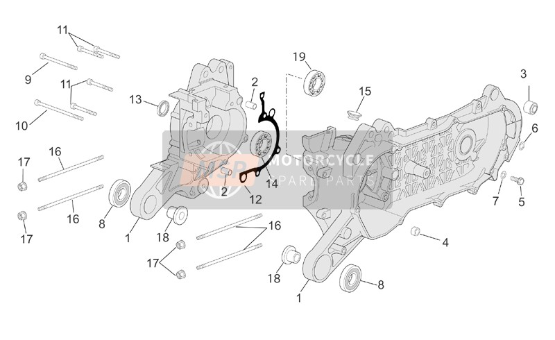 Aprilia Scarabeo 50 Ditech 2002 Manivela-Caso para un 2002 Aprilia Scarabeo 50 Ditech