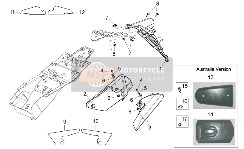 Aprilia Shiver 750 EU 2011 Rear Body III for a 2011 Aprilia Shiver 750 EU