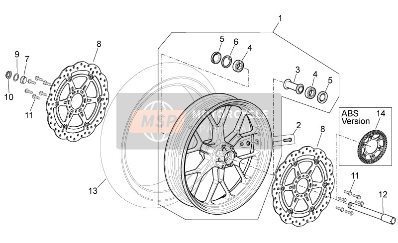 Aprilia Shiver 750 EU 2013 Front Wheel for a 2013 Aprilia Shiver 750 EU