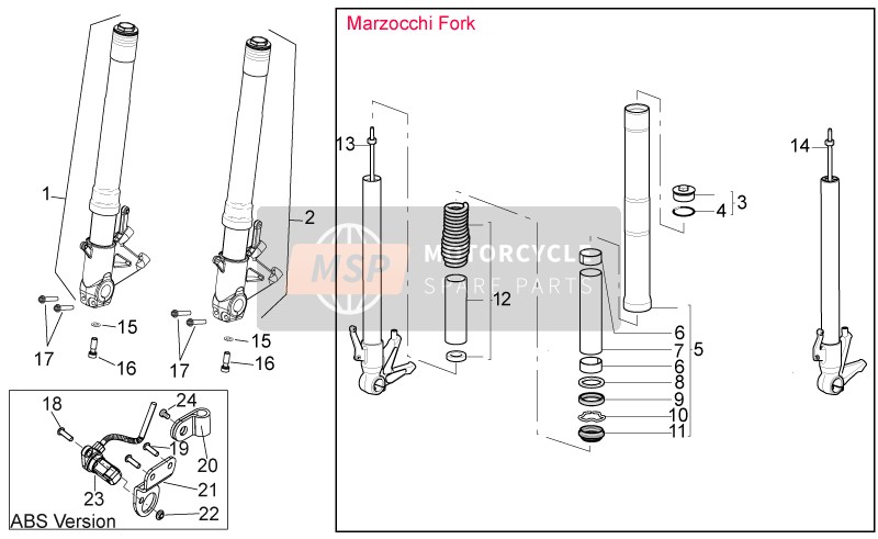 Aprilia Shiver 750 USA 2012 Front Fork II for a 2012 Aprilia Shiver 750 USA