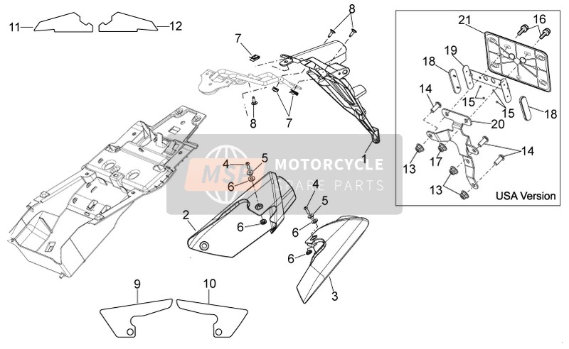 Aprilia Shiver 750 USA 2013 Hinterer Karosseriebereich III für ein 2013 Aprilia Shiver 750 USA