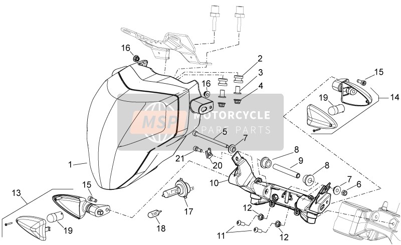 Aprilia Shiver 750 USA 2013 Luces delanteras para un 2013 Aprilia Shiver 750 USA