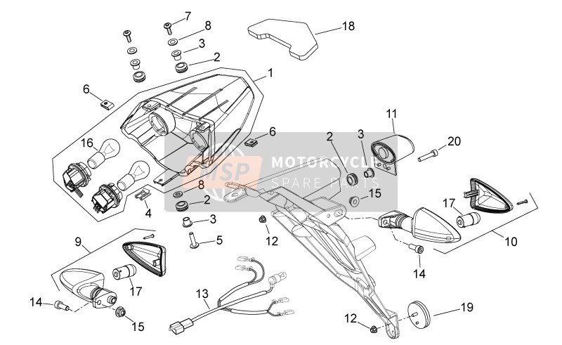 Aprilia Shiver 750 USA 2014 Rücklichter für ein 2014 Aprilia Shiver 750 USA