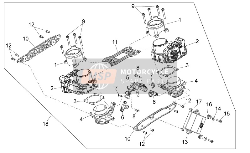 Aprilia Shiver 750 USA 2013 Cuerpo del acelerador para un 2013 Aprilia Shiver 750 USA