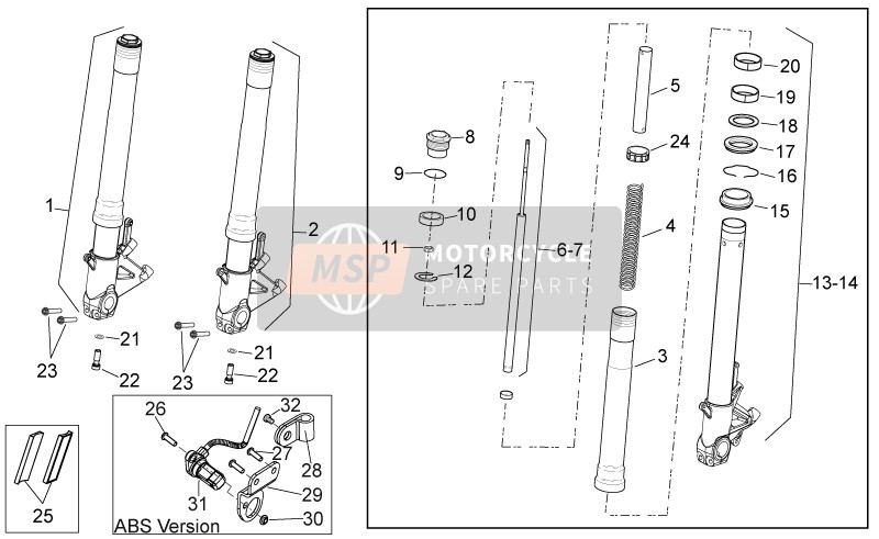 Aprilia Shiver 750 2009 Tenedor frontal para un 2009 Aprilia Shiver 750