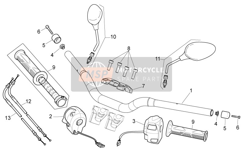 Aprilia Shiver 750 2008 Guidon - Les contrôles pour un 2008 Aprilia Shiver 750