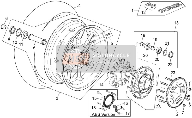 Aprilia Shiver 750 USA 2015 Rear Wheel for a 2015 Aprilia Shiver 750 USA