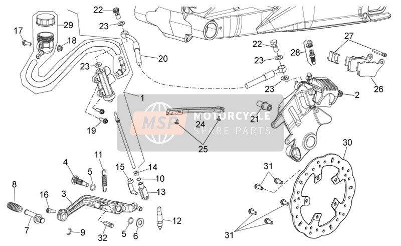 Aprilia Shiver 750 EU 2015 Rear Brake System for a 2015 Aprilia Shiver 750 EU