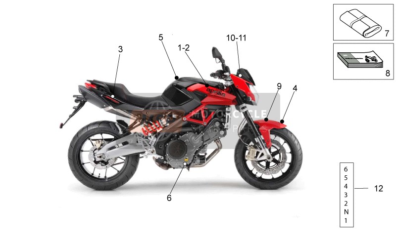 Aprilia Shiver 750 EU 2015 Plattenset-Aufkleber-Bedienerhandbücher für ein 2015 Aprilia Shiver 750 EU