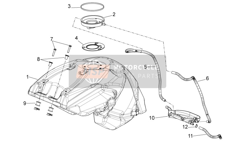 Aprilia Shiver 750 GT 2009 Fuel Tank for a 2009 Aprilia Shiver 750 GT