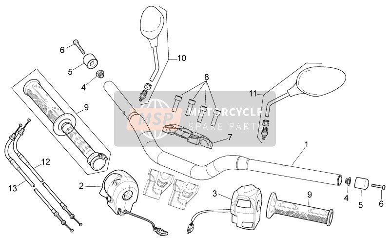 Aprilia Shiver 750 GT 2009 Lenker - Steuerungen für ein 2009 Aprilia Shiver 750 GT