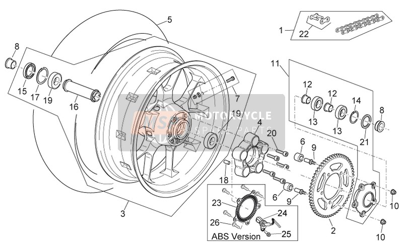 Aprilia Shiver 750 GT 2009 Rear Wheel for a 2009 Aprilia Shiver 750 GT