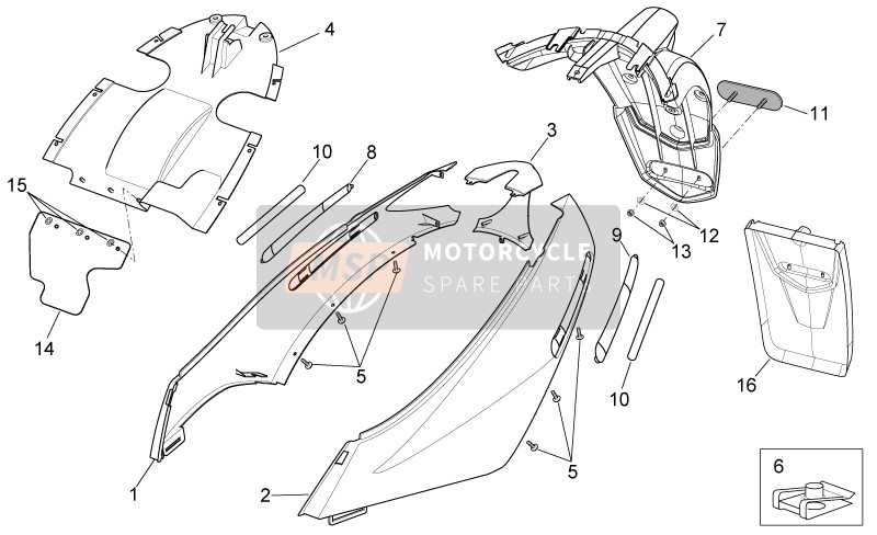 AP8178886, Rh Rear Fairing. Black, Piaggio, 0