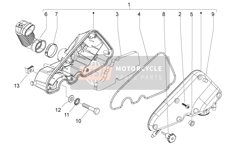 Aprilia Sport City ONE 50 4T 2V E2 2008 Caja de aire para un 2008 Aprilia Sport City ONE 50 4T 2V E2