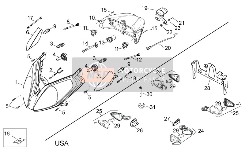 Aprilia Sport City ONE 50 4T 2V E2 2010 Lights for a 2010 Aprilia Sport City ONE 50 4T 2V E2