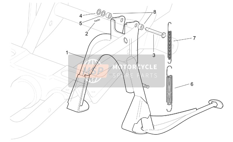 Aprilia SR 125-150 1999 Ständer Mitte für ein 1999 Aprilia SR 125-150