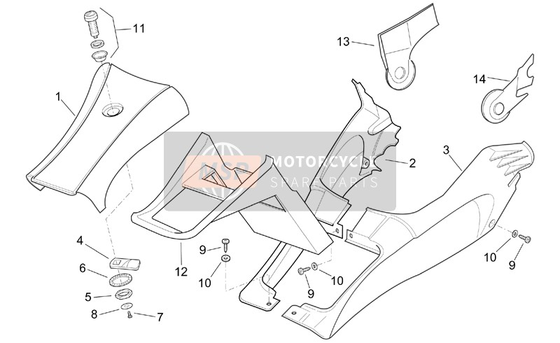 Aprilia SR 125-150 1999 Cuerpo central - Túnel para un 1999 Aprilia SR 125-150