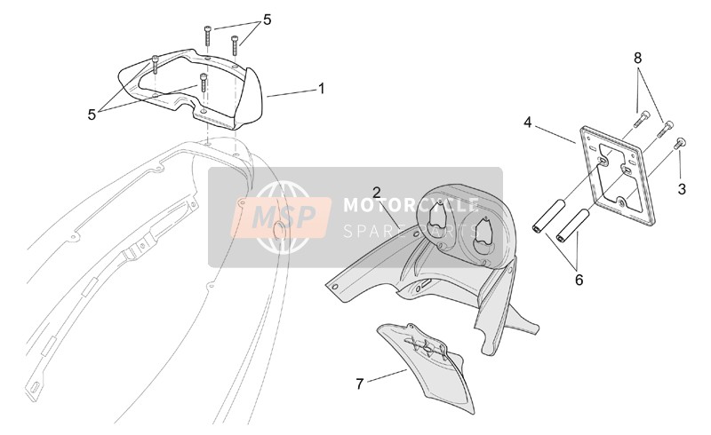 Aprilia SR 125-150 2001 Rear Body - Plate Holder for a 2001 Aprilia SR 125-150