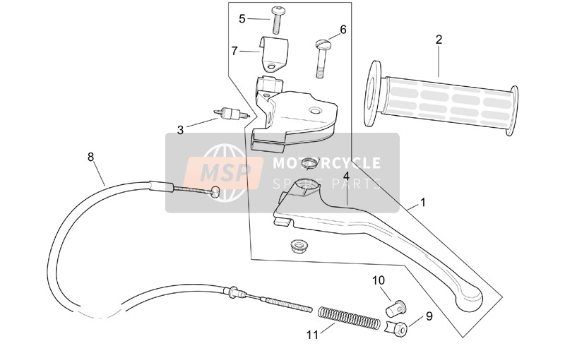 Aprilia SR 125-150 2001 Palanca de freno trasero para un 2001 Aprilia SR 125-150