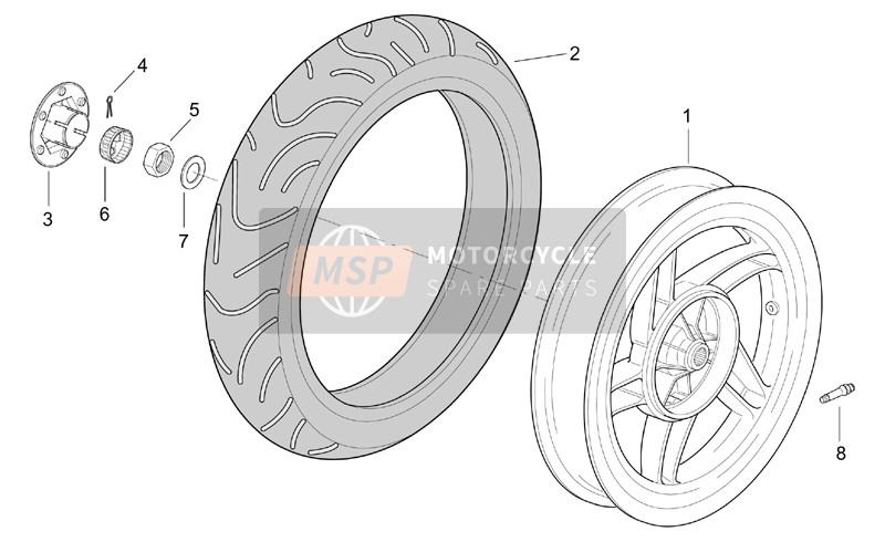 Aprilia SR 125-150 2000 Rear Wheel for a 2000 Aprilia SR 125-150