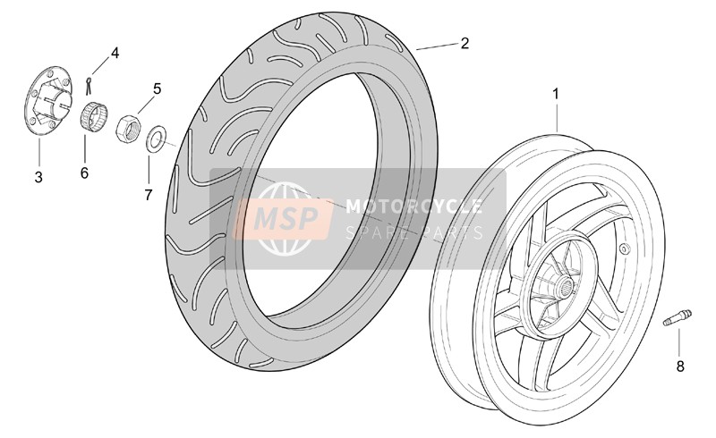 Aprilia SR 125-150 2000 Rueda trasera para un 2000 Aprilia SR 125-150