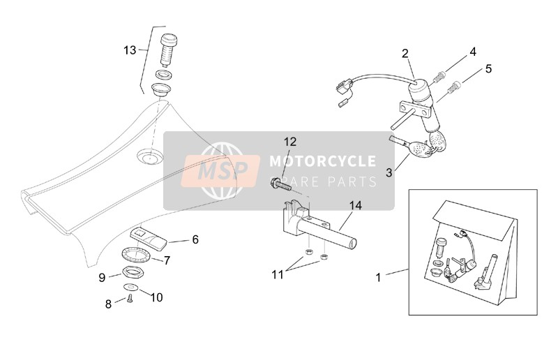 Aprilia SR 125-150 2000 Lock Hardware Kit for a 2000 Aprilia SR 125-150