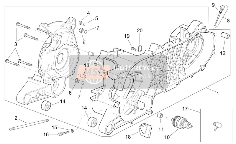 Aprilia SR 125-150 2000 Kurbelgehäuse für ein 2000 Aprilia SR 125-150