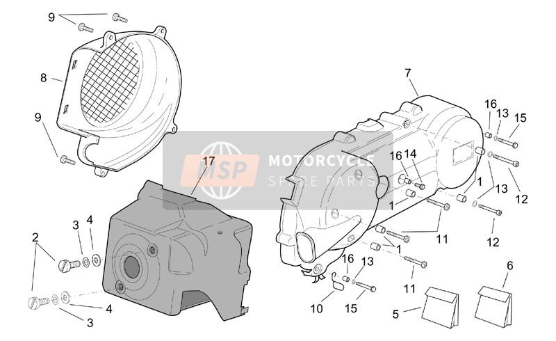 Aprilia SR 125-150 2001 Plástico del motor para un 2001 Aprilia SR 125-150