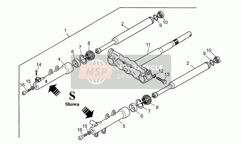 Aprilia SR 50 1994 Forcella anteriore Showa per un 1994 Aprilia SR 50