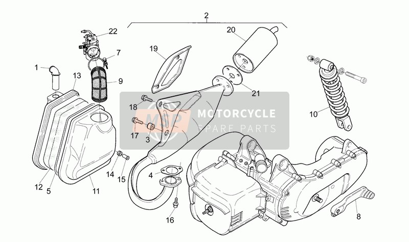 Aprilia SR 50 1994 Unité d'échappement pour un 1994 Aprilia SR 50