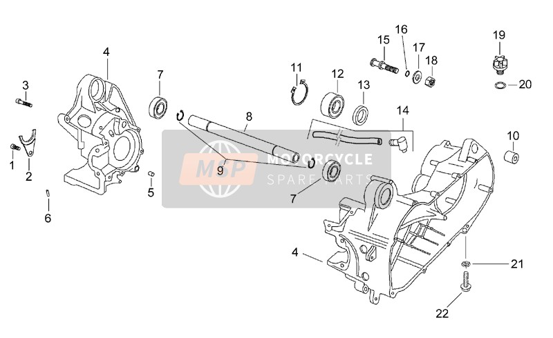 Aprilia SR 50 AIR 2000 Kurbelgehäuse-Set Mitte für ein 2000 Aprilia SR 50 AIR