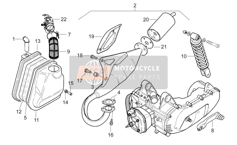 Aprilia SR 50 H2O 1995 Exhaust Pipe for a 1995 Aprilia SR 50 H2O