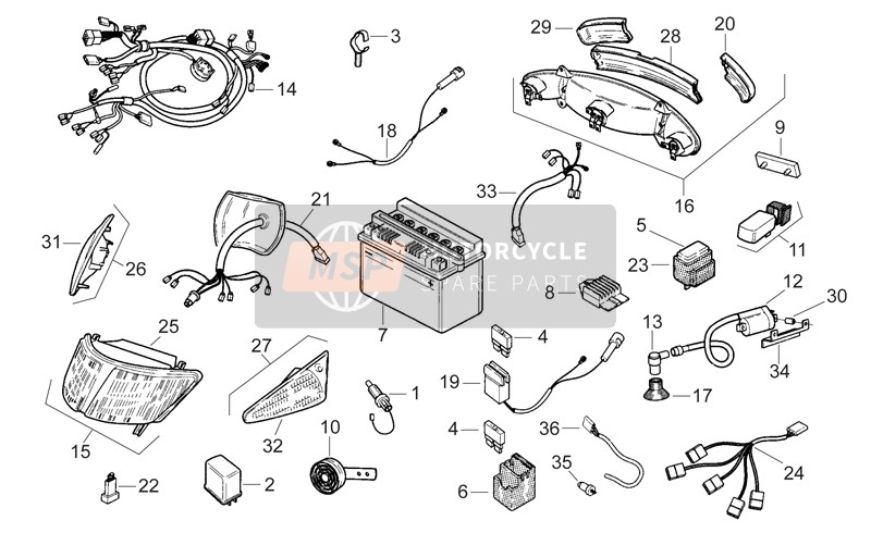 Aprilia SR 50 H2O 1995 Elektrisches System für ein 1995 Aprilia SR 50 H2O