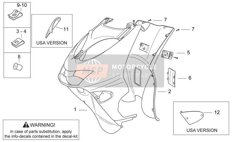 Aprilia SR 50 H2O 2000 Corpo anteriore III per un 2000 Aprilia SR 50 H2O