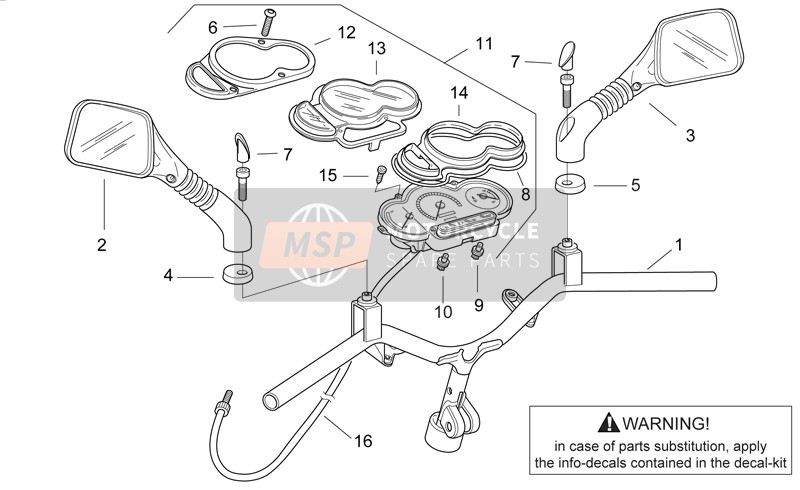 Aprilia SR 50 H2O 1998 Manubrio - Pannello di controllo per un 1998 Aprilia SR 50 H2O