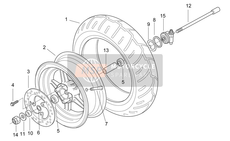 Aprilia SR 50 H2O 1997 Front Wheel for a 1997 Aprilia SR 50 H2O