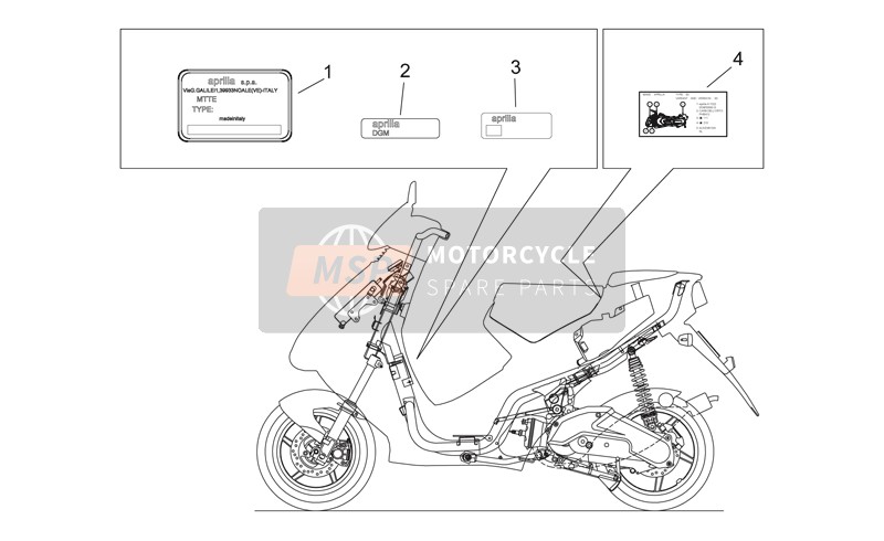 Aprilia SR 50 H2O 1999 Plate Set for a 1999 Aprilia SR 50 H2O