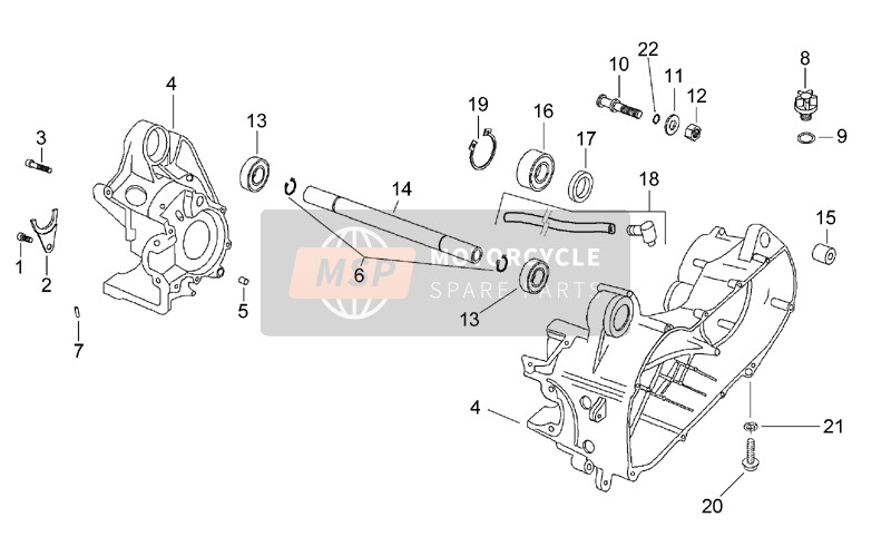 Aprilia SR 50 H2O 1998 Central Crank-Case Set for a 1998 Aprilia SR 50 H2O