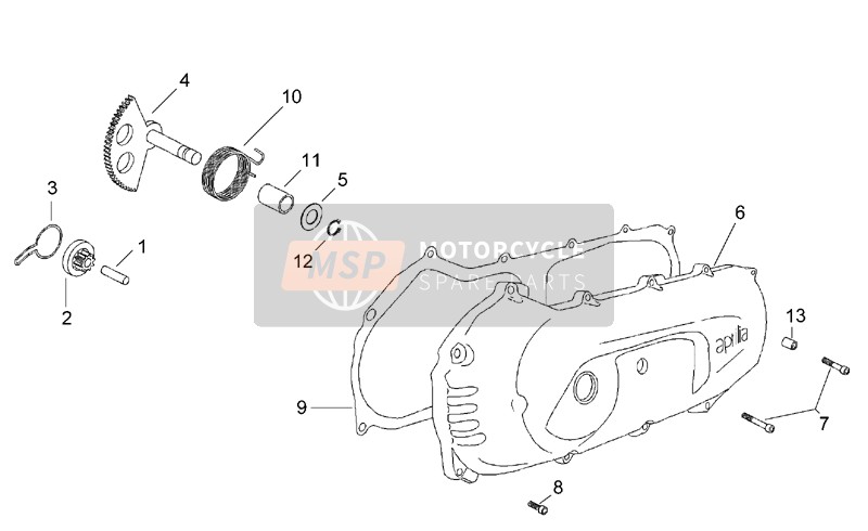 Aprilia SR 50 H2O 1998 Covers - Kick Starter for a 1998 Aprilia SR 50 H2O