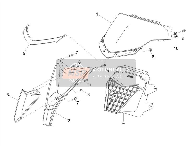 Aprilia SR 50 R H2O 2T E4 (EMEA) 2018 Front Fairing for a 2018 Aprilia SR 50 R H2O 2T E4 (EMEA)