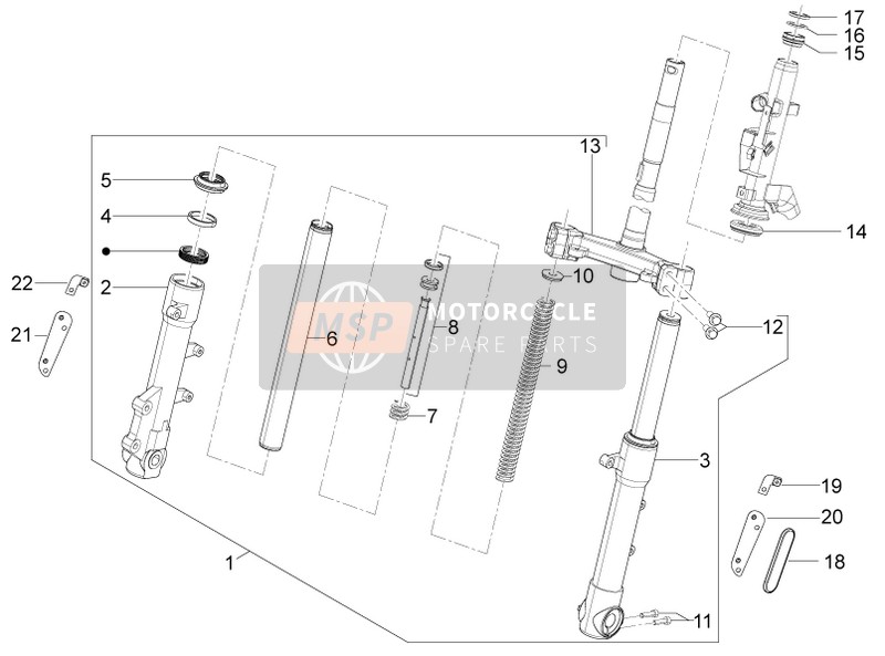 Aprilia SR Motard 125 4T E3 2014 Fourchette/Tube de direction - Unité de roulement de direction pour un 2014 Aprilia SR Motard 125 4T E3