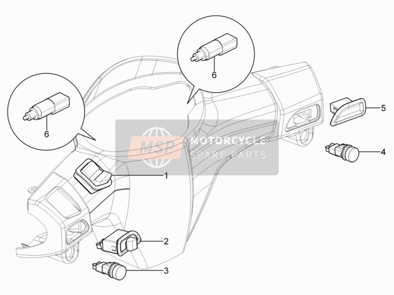 Aprilia SR Motard 125 4T E3 2014 Selectors - Switches - Buttons for a 2014 Aprilia SR Motard 125 4T E3