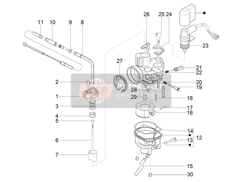 Aprilia SR Motard 50 2T E4 2018 Carburateur Onderdelen voor een 2018 Aprilia SR Motard 50 2T E4